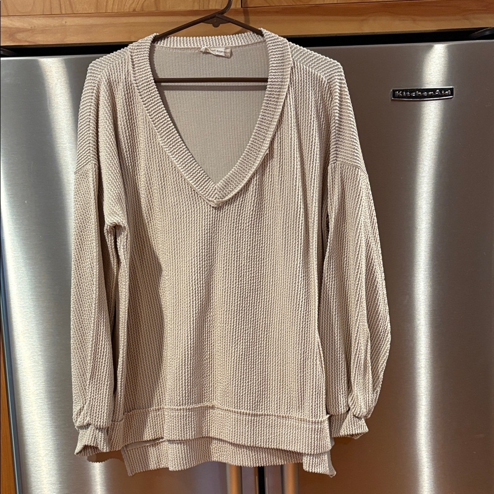 Altar’d State V-Neck Beige Sweater Small